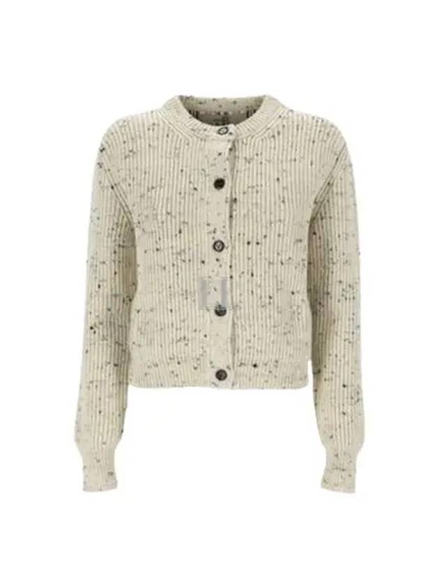 Round Neck Ribbed Wool Cardigan Dove - BOTTEGA VENETA - BALAAN 2