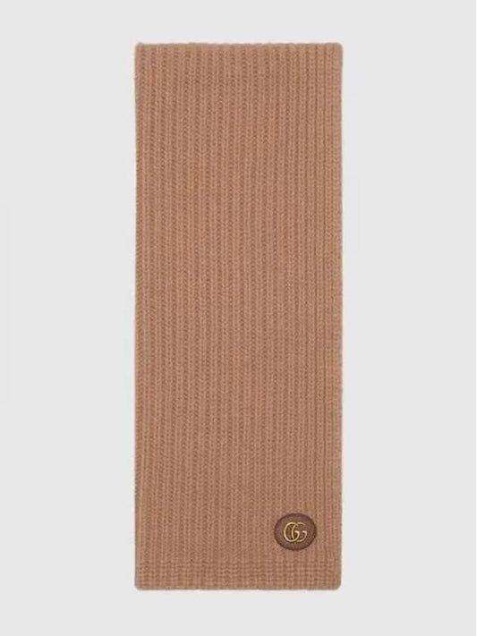 Patch Knit Wool Scarf Camel 7734263GB029800 - GUCCI - BALAAN 2