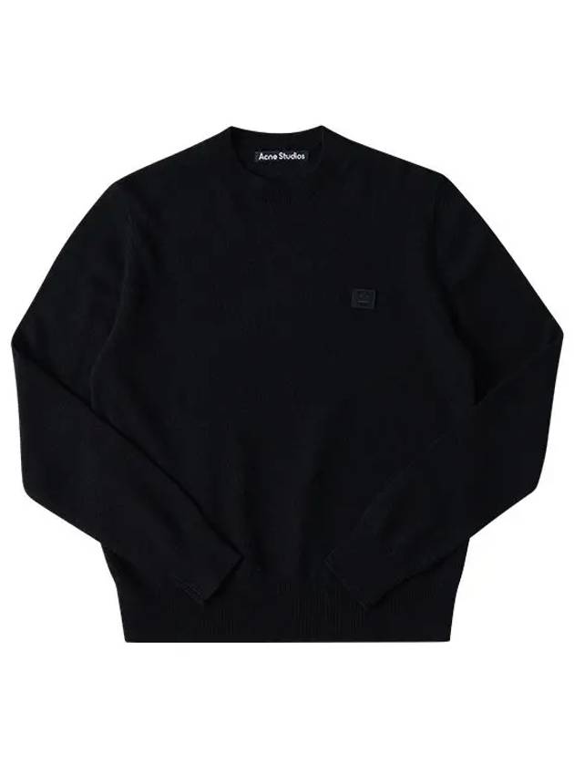 Face Patch Crew Neck Knit Top Black - ACNE STUDIOS - BALAAN 5