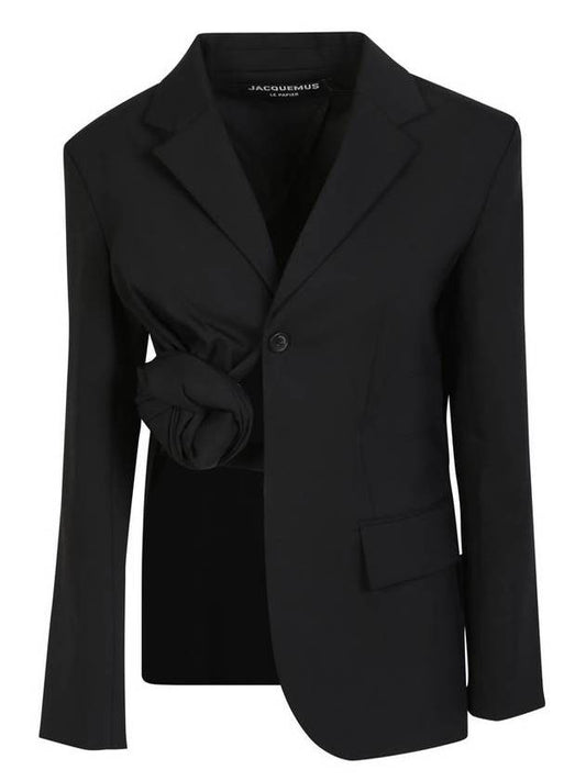 unbalanced blazer jacket black - JACQUEMUS - BALAAN.