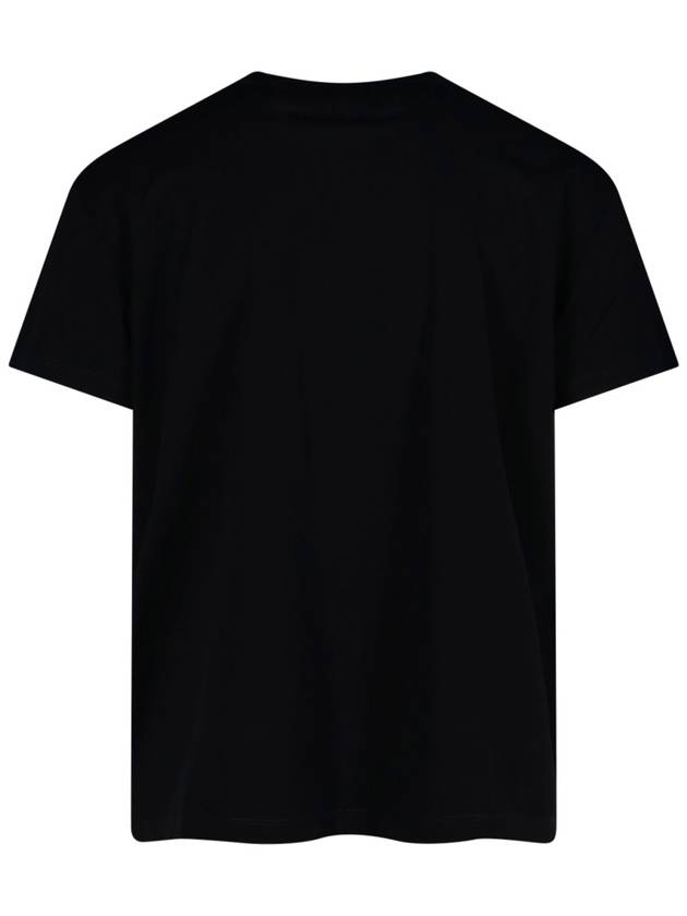 Reverse Embroidered Logo Stitched Cotton Short Sleeve T-Shirt Black - MAISON MARGIELA - BALAAN 3