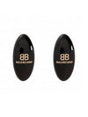 Oval Logo Plaque Earrings Black - BALENCIAGA - BALAAN 2