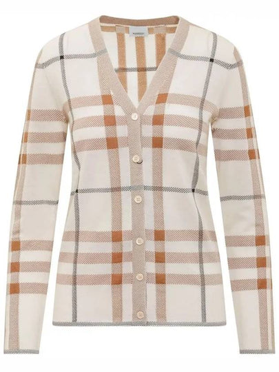 Women's Intarsia Check Pattern Cardigan Ivory - BURBERRY - BALAAN 2