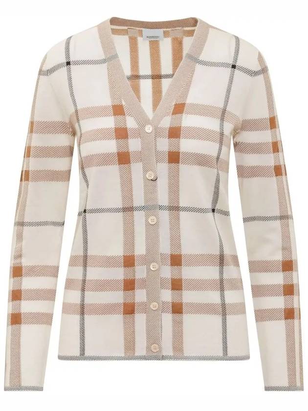 Women's Intarsia Check Pattern Cardigan Ivory - BURBERRY - BALAAN 3