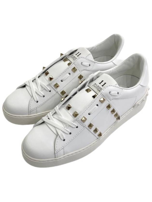 Rockstud Untitled Open Low Top Sneakers White - VALENTINO - BALAAN 2