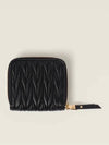 Matelasse Logo Zip Around Half Wallet Black - MIU MIU - BALAAN 4