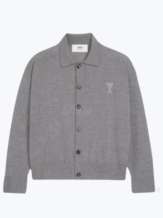 De Coeur Logo Wool Cardigan Heather Grey - AMI - BALAAN 2