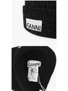 Logo Label Rib Knit Wool Beanie Dark Grey - GANNI - BALAAN 4