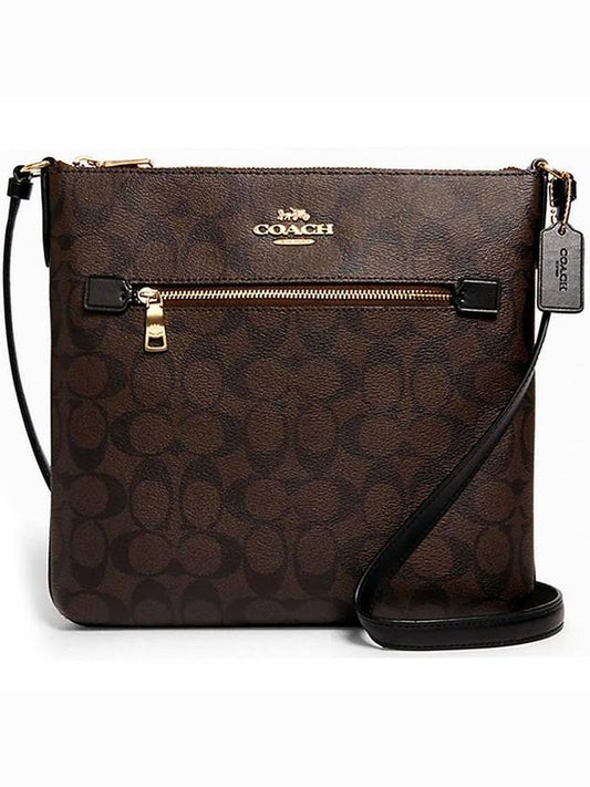 Logo Rowan Signature Cross Bag Brown - COACH - BALAAN.