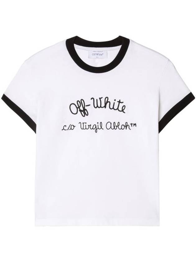 Embre Script Type Fitted Short Sleeve T Shirt White - OFF WHITE - BALAAN 1