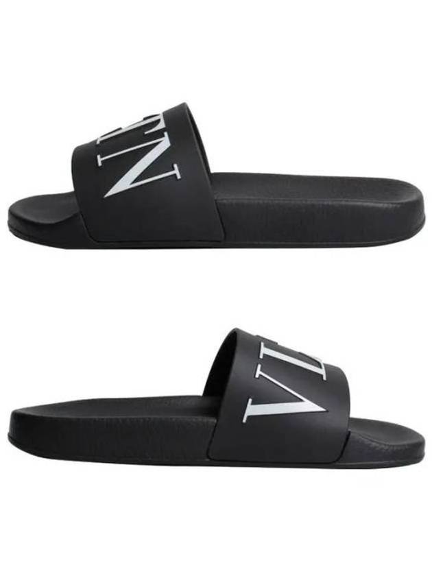 Rubber Rockstud Slippers Black - VALENTINO - BALAAN 5