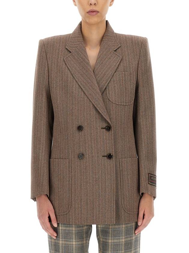 Herringbone Wool Jacket Brown - GUCCI - BALAAN 2