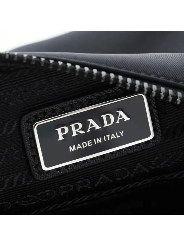 Triangle Logo Re-Nylon Saffiano Leather Shoulder Bag Black - PRADA - BALAAN 7