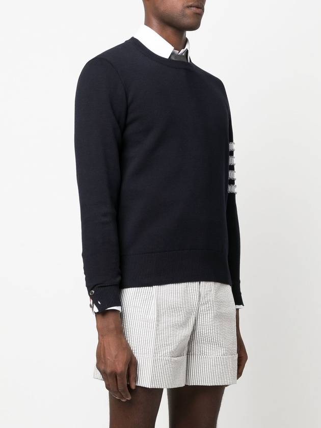 4 Bar Straight Knit Top Navy - THOM BROWNE - BALAAN 5