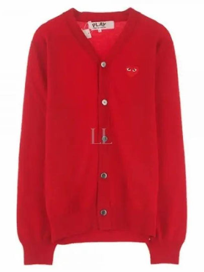 Heart Wappen V-Neck Cardigan Red - COMME DES GARCONS - BALAAN 2