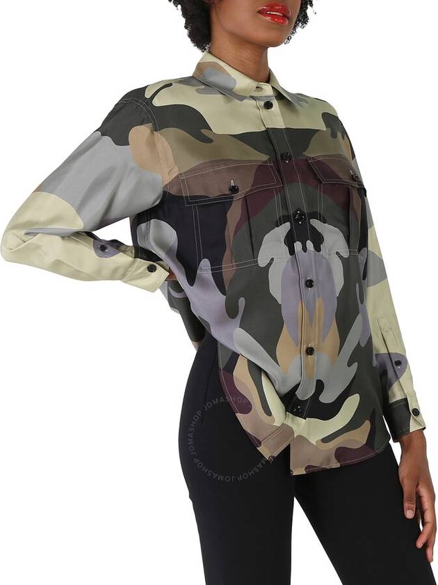 Burberry Ladies Ferne Camouflage Print Oversized Silk Shirt, Brand Size 8 (US Size 6) - BURBERRY - BALAAN 2