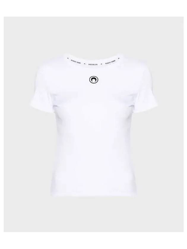 WOMEN S ORGANIC COTTON 1X1 RIB T SHIRT white - MARINE SERRE - BALAAN 1