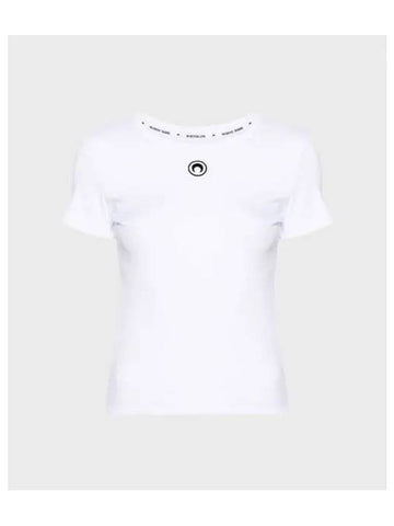 WOMEN S ORGANIC COTTON 1X1 RIB T SHIRT white - MARINE SERRE - BALAAN 1