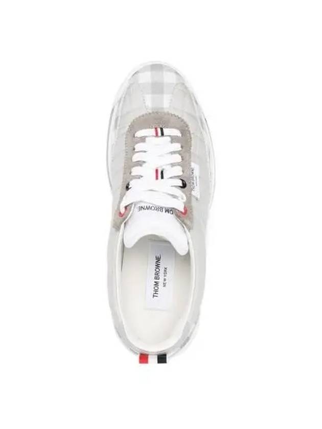 Quilted Nylon Clear Sole Tech Runner Low Top Sneakers White Grey - THOM BROWNE - BALAAN 6