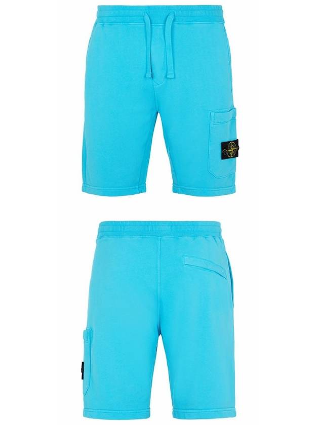 Men's Fleece Bermuda Shorts Sky Blue - STONE ISLAND - BALAAN 5