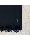 Small Heart Logo Wool Scarf Black - AMI - BALAAN 10