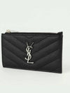 Fragment Quilted Zipper Card Wallet Black - SAINT LAURENT - BALAAN.