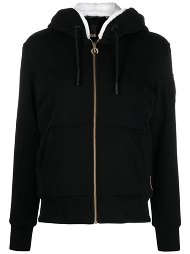 Madison Bunny Logo Gold Hardware Hooded Zip Up Black - MOOSE KNUCKLES - BALAAN 2