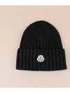 Patch logo wool beanie black 3B00036A9327999 - MONCLER - BALAAN 1