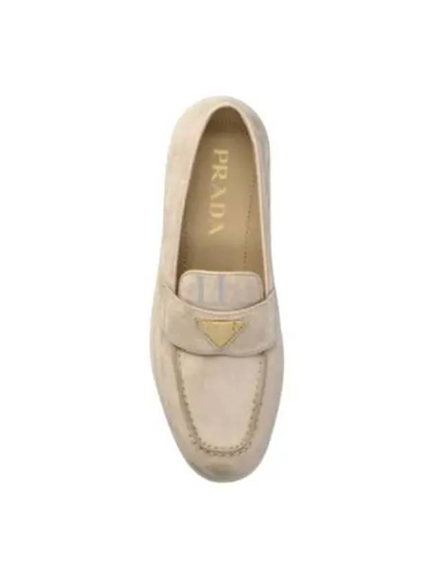 Triangle Logo Suede Leather Loafer Desert Beige - PRADA - BALAAN 2