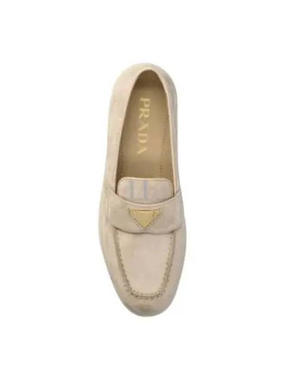 Triangle Logo Suede Leather Loafer Desert Beige - PRADA - BALAAN 2