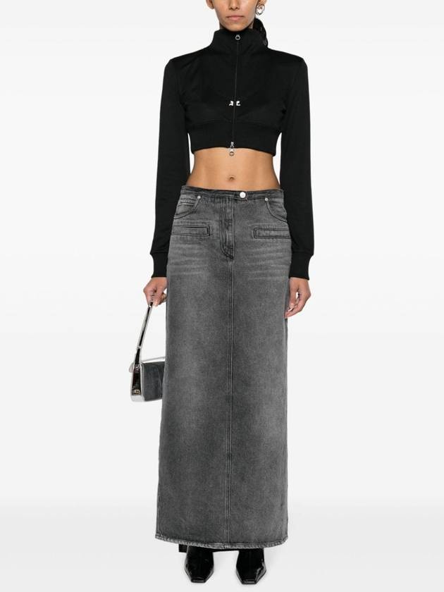 Crop Maxi Rib Track Jacket Black - COURREGES - BALAAN 3