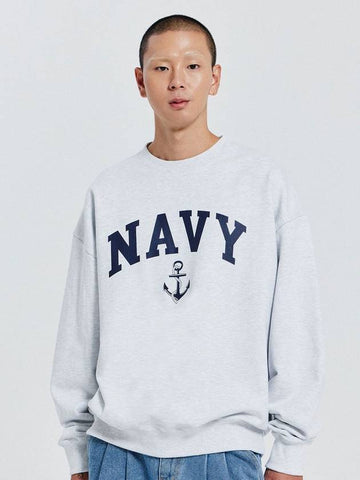 V Heavy Sweat Navy Sweatshirt 1% Melange - DE GRAND MATIN - BALAAN 1