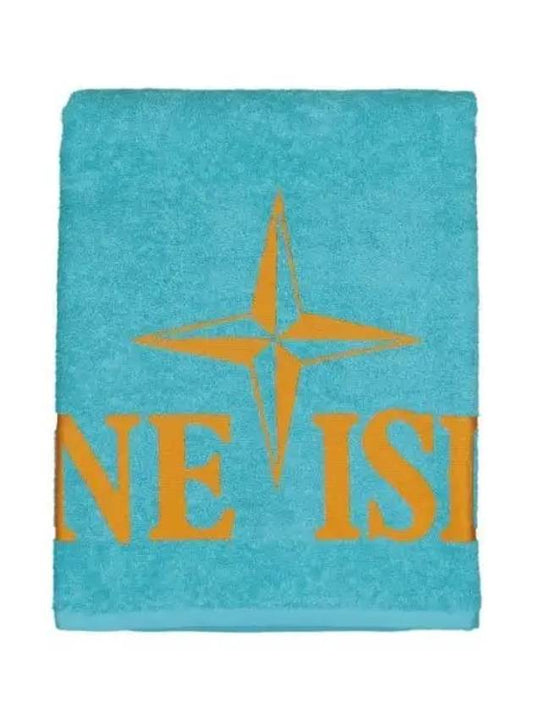 Cotton Terry Logo Beach Towel Blue - STONE ISLAND - BALAAN 2