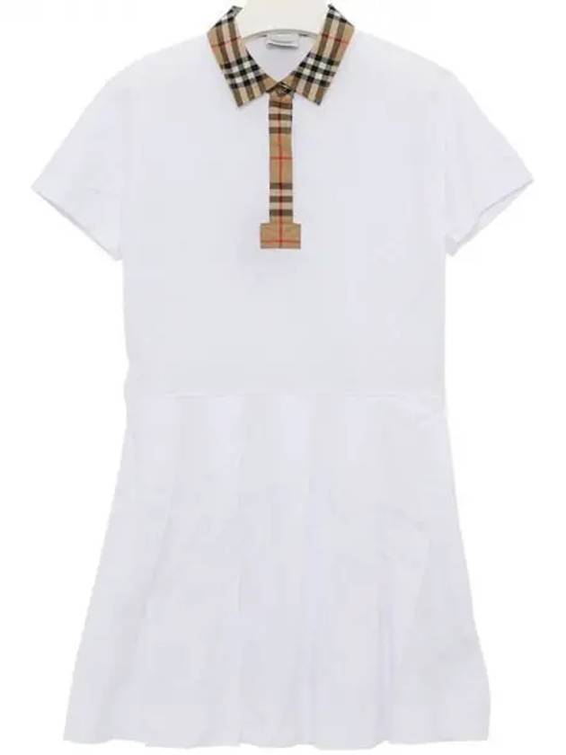 Kids Collar Check Polo Dress White - BURBERRY - BALAAN 2