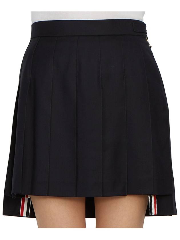 RMB Wool Mini Pleated Skirt Navy - THOM BROWNE - BALAAN 10