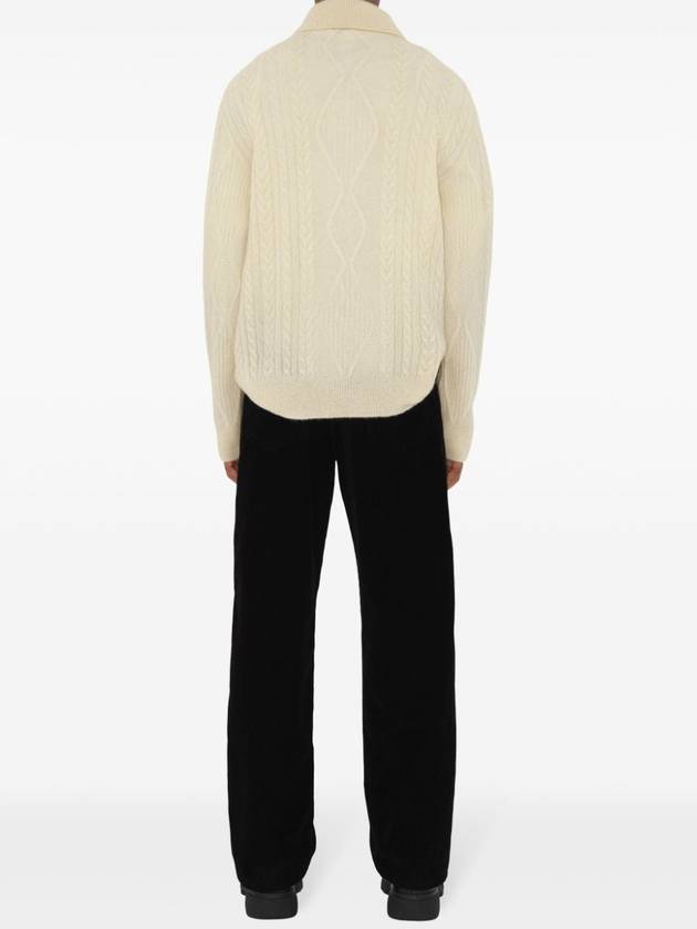 Aran Cable Polo Knit Top Snow - BURBERRY - BALAAN 5