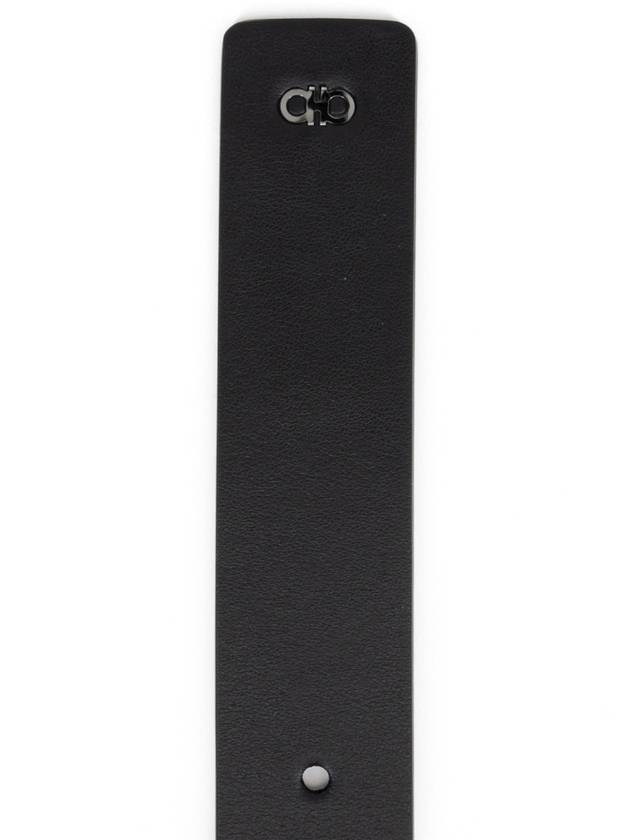 Logo Reversible Leather Belt Black Blue - SALVATORE FERRAGAMO - BALAAN 6