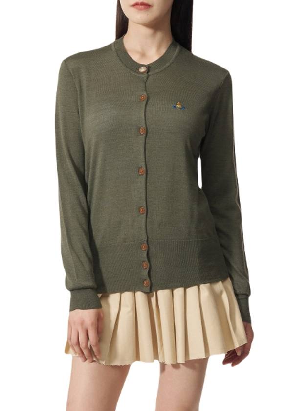 Bea Embroidered Logo Cardigan Green - VIVIENNE WESTWOOD - BALAAN 3