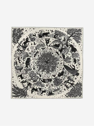 Sous Le Charme D'Orphee Shawl 140 Scarf Blanc Noir - HERMES - BALAAN 1