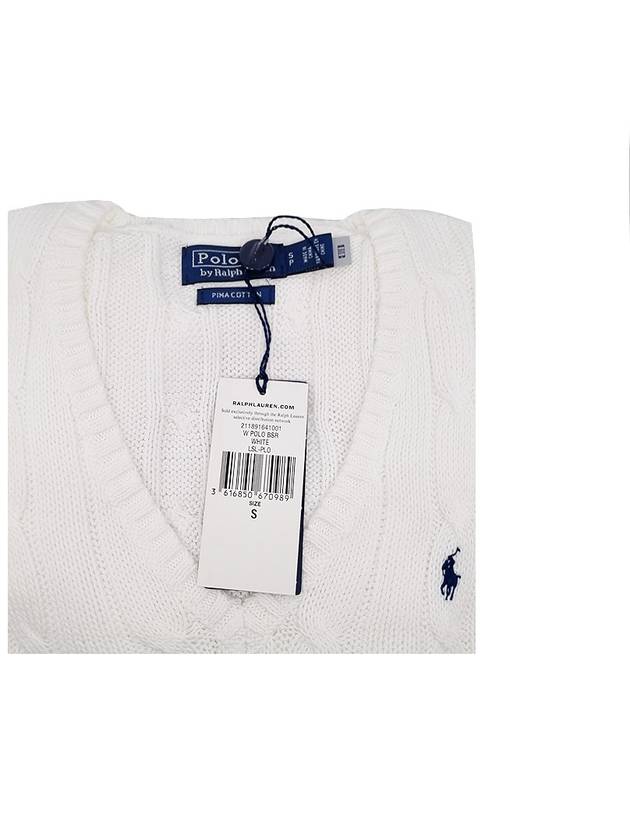 Polo Cable Knit Cotton Women's VNeck Sweater - POLO RALPH LAUREN - BALAAN 7