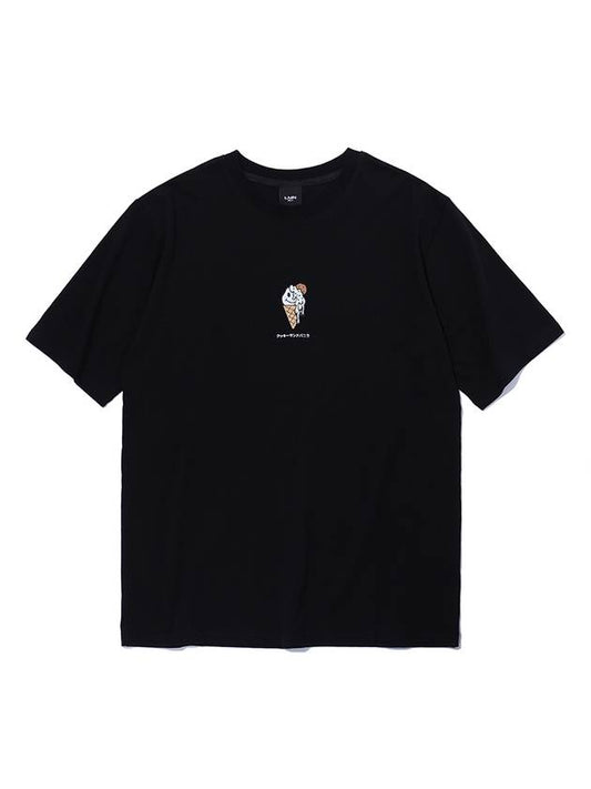 Unisex Ice Cream Short Sleeve T-Shirt Black - LMN3011 - BALAAN 1