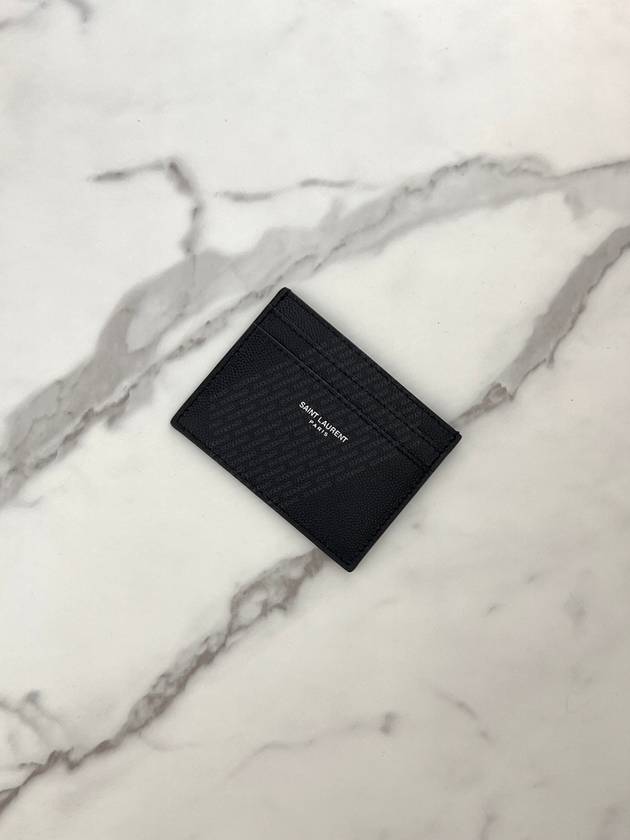 Embossed Leather Card Wallet Black - SAINT LAURENT - BALAAN 7