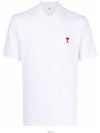 Small Heart Logo Polo Shirt White - AMI - BALAAN 2