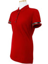 Women's Check Sleeve Short Sleeve Polo Shirt Red - BURBERRY - BALAAN 4