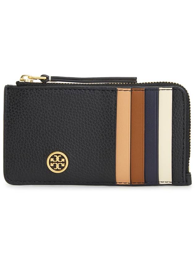 Robinson Logo Embellished Leather Card Wallet Black - TORY BURCH - BALAAN 2