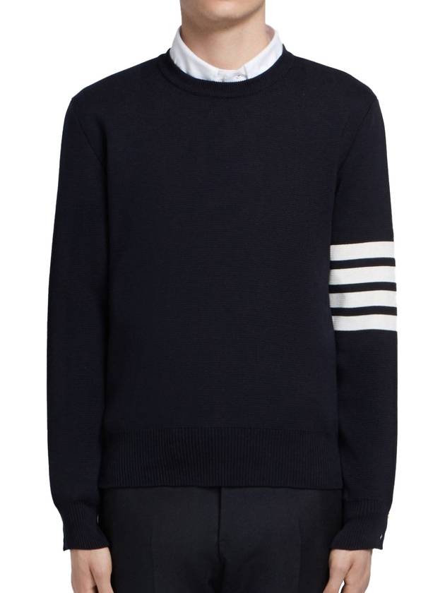 4 Bar Armband Milano Stitch Knit Top Navy - THOM BROWNE - BALAAN 2