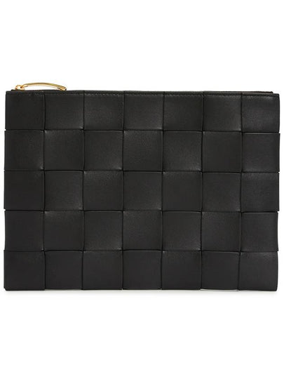 Cassette Intrecciato Medium Clutch Bag Black - BOTTEGA VENETA - BALAAN 2