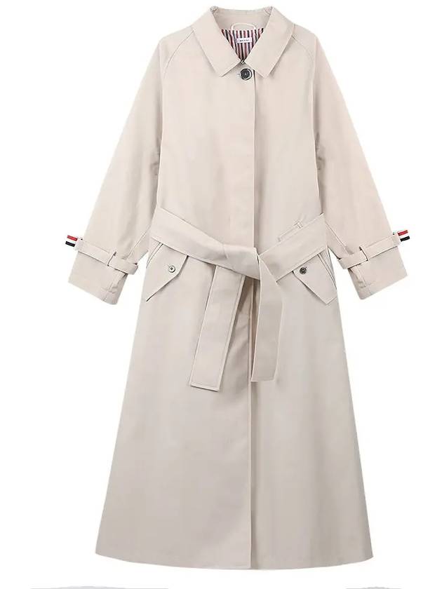 Waterproof Cotton Twill Raglan Trench Overcoat Khaki - THOM BROWNE - BALAAN 2