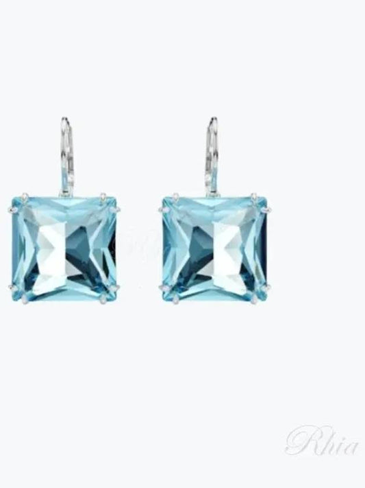 Millenia Square Cut Crystal Drop Earrings Silver Blue - SWAROVSKI - BALAAN 2