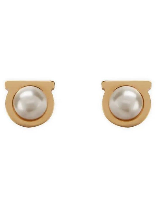 Gancini pearl earrings gold - SALVATORE FERRAGAMO - BALAAN 2